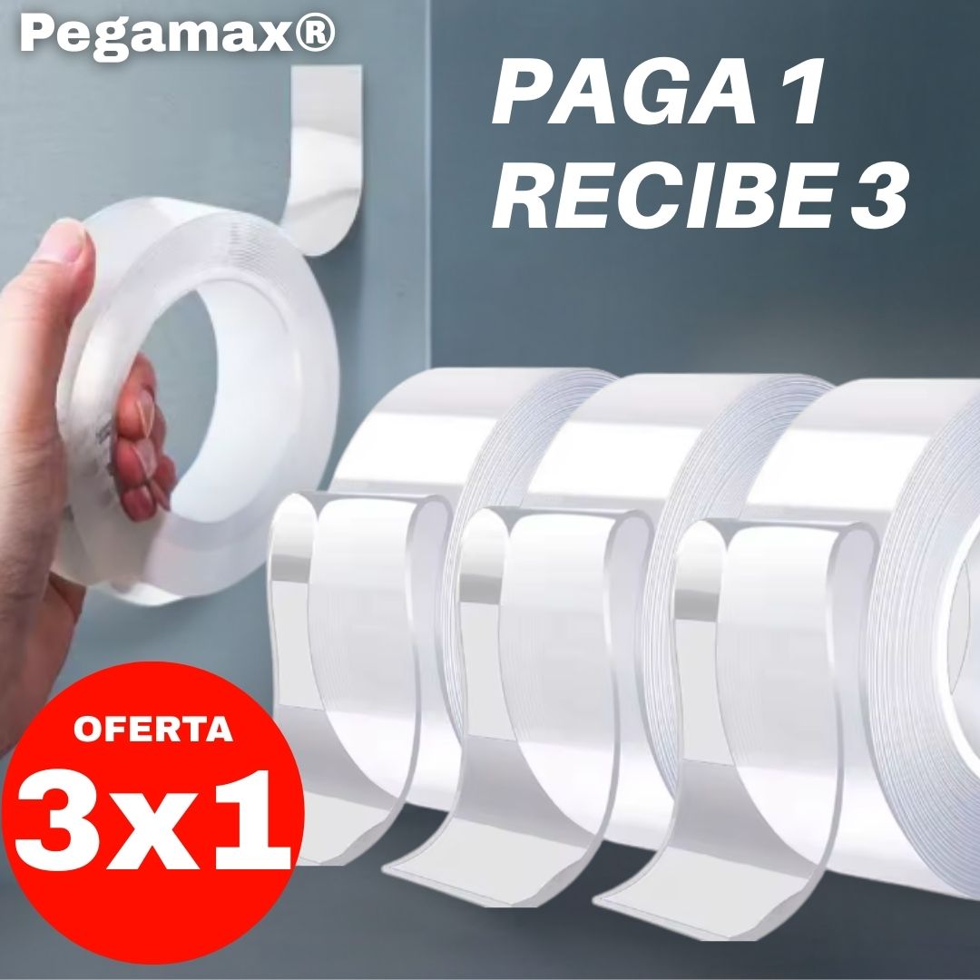 Cinta Doble Cara Para el Hogar Pegamax® Lavable Y Reutilizable SÚPER PROMOCIÓN 3x1