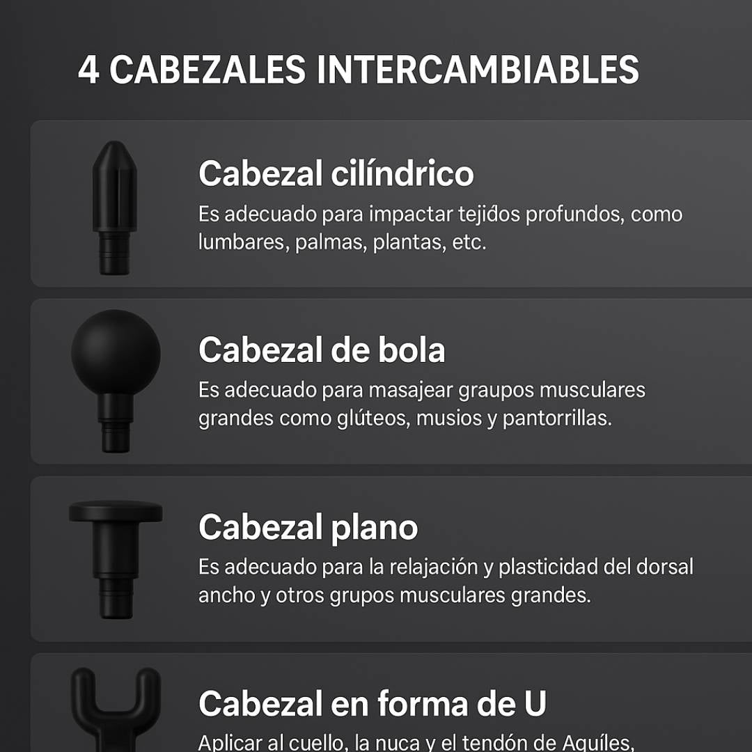 MINI PISTOLA DE MASAJES CORPORAL PORTÁTIL CON 6 VELOCIDADES Y CABEZALES INTERCAMBIABLES CON 60% DESCUENTO🔥
