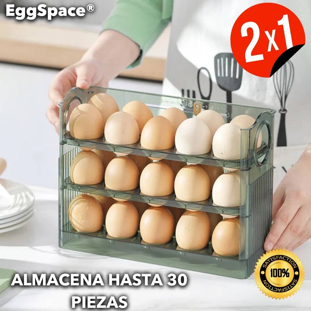 ORGANIZADOR DE HUEVO EggSpace® ALMACENA HASTA 30 HUEVOS Y AHORRA ESPACIO🥚Oferta 2x1🥚