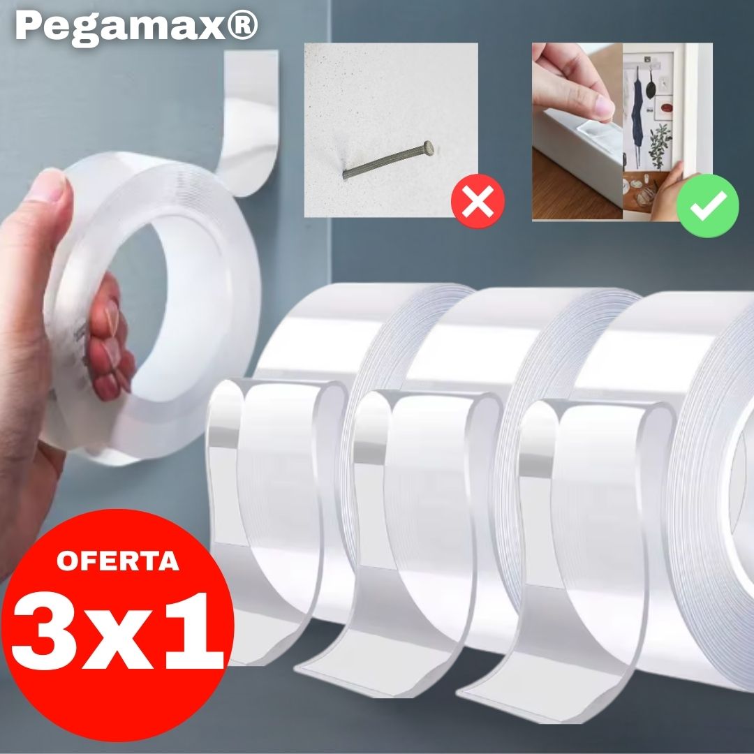 Cinta Doble Cara Para el Hogar Pegamax® Lavable Y Reutilizable SÚPER PROMOCIÓN 3x1