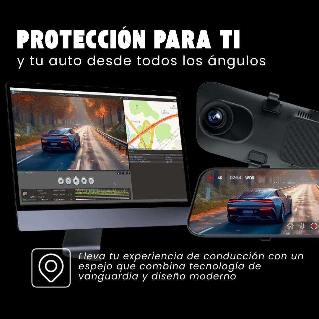 PRO 4K | EL ESPEJO INTELIGENTE QUE REVOLUCIONA TU CONDUCCIÓN CON TECNOLOGÍA AVANZADA 360