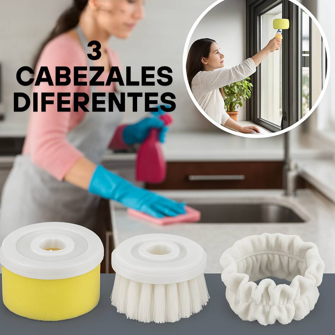 CEPILLO ELECTRICO DE LIMPIEZA 3 EN 1 LIMPIA TODO + CABEZALES INTERCAMBIABLES CON 60% DESCUENTO🔥