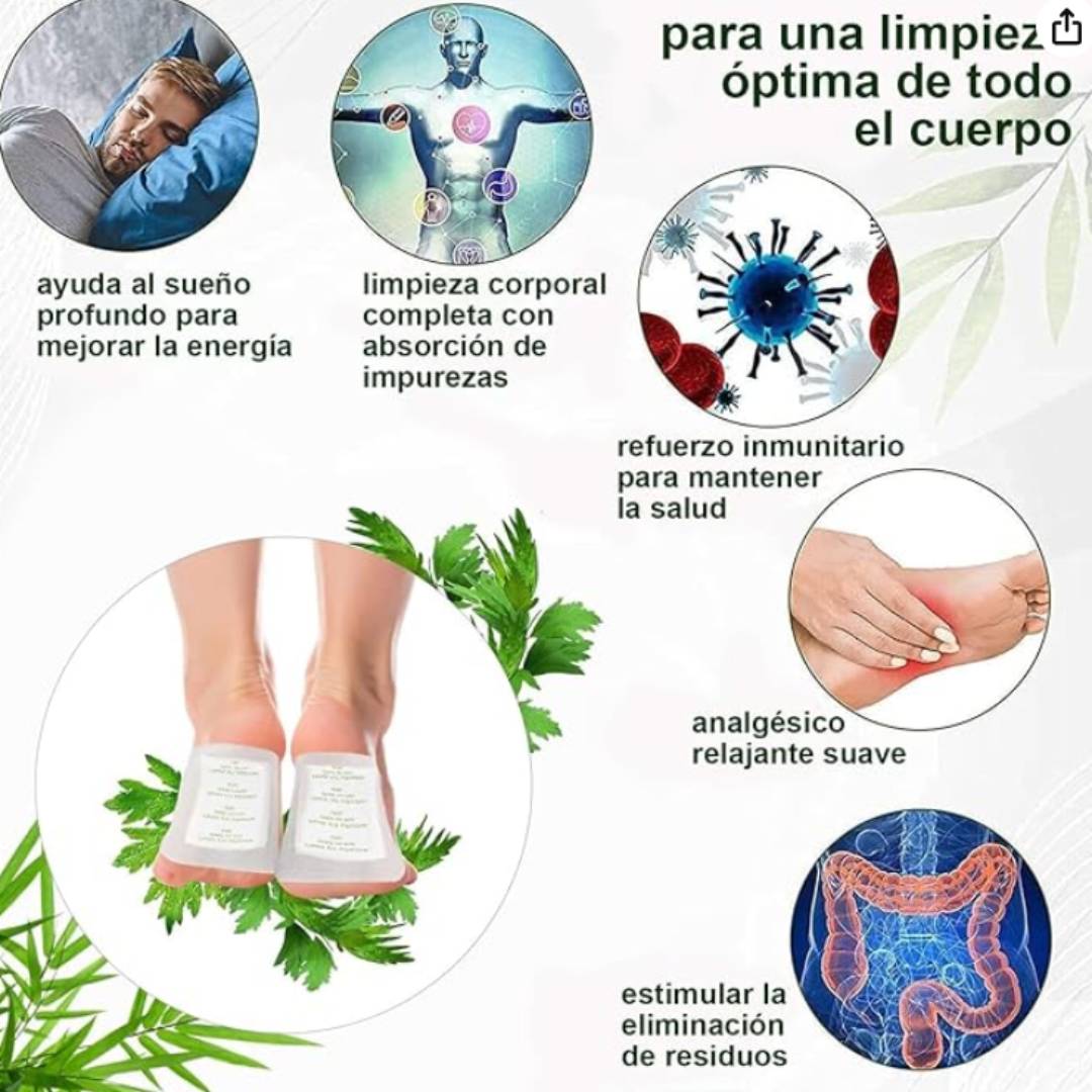 100 PARCHES KINOKI PARA PIES 100% NATURALES CON EXTRACTOS DE BAMBÚ 🔥60% DESCUENTO🔥