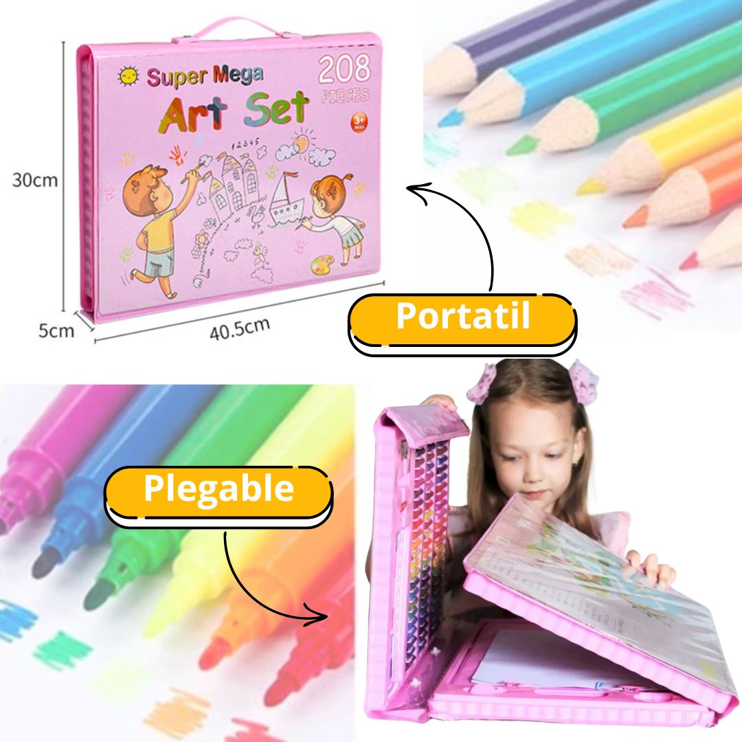 MEGA KIT DE DIBUJO PROFESIONAL, ART KIT® (AZUL/ROSA)