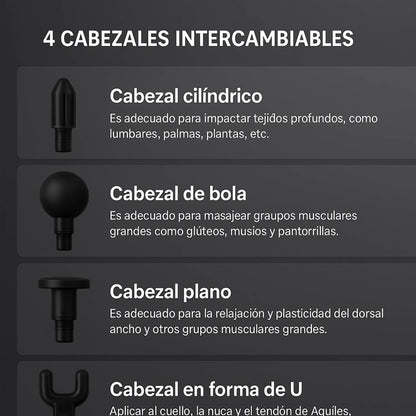 MINI PISTOLA DE MASAJES CORPORAL PORTÁTIL CON 6 VELOCIDADES Y CABEZALES INTERCAMBIABLES  CON 60% DESCUENTO🔥