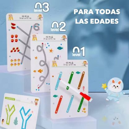 CUADERNO DE TRAZOS Y ESCRITURA PARA NIÑOS Y NIÑAS REUTILIZABLE + PLUMÓN DE REGALO🔥70% DESCUENTO🔥