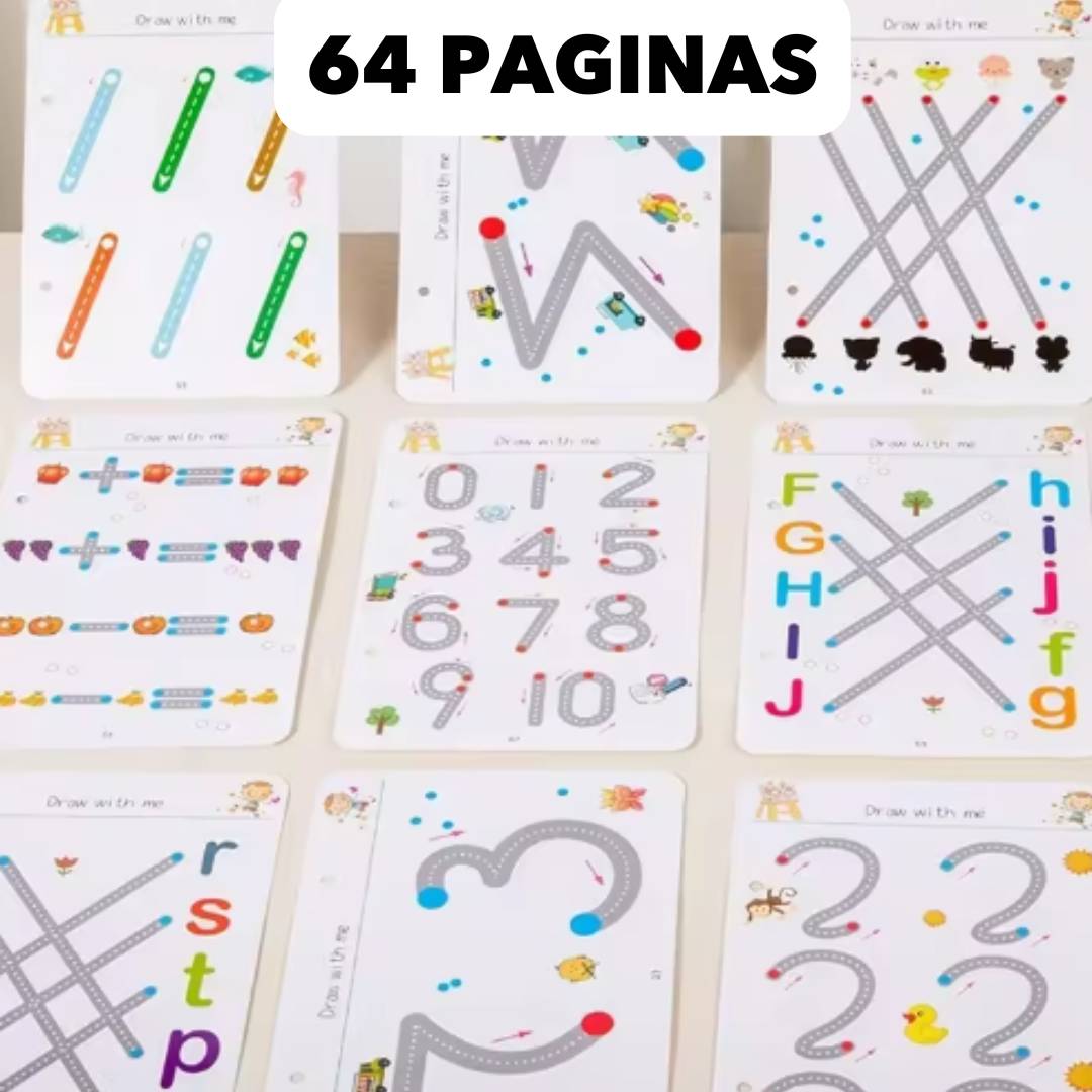 CUADERNO DE TRAZOS Y ESCRITURA PARA NIÑOS Y NIÑAS REUTILIZABLE + PLUMÓN DE REGALO🔥70% DESCUENTO🔥