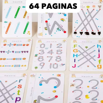 CUADERNO DE TRAZOS Y ESCRITURA PARA NIÑOS Y NIÑAS REUTILIZABLE + PLUMÓN DE REGALO🔥70% DESCUENTO🔥