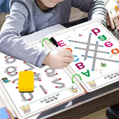 CUADERNO DE TRAZOS Y ESCRITURA PARA NIÑOS Y NIÑAS REUTILIZABLE + PLUMÓN DE REGALO🔥70% DESCUENTO🔥