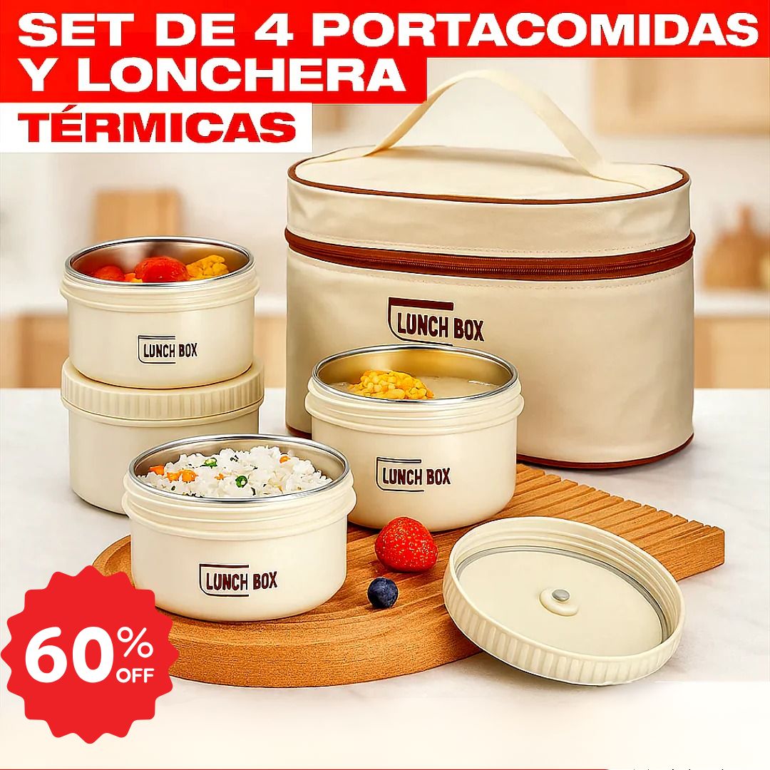 PACK LUNCHBOX®: 4 Loncheras Térmicas 🔥60% de Descuento🔥+ ¡Maleta gratis! Tu comida caliente durante horas✨