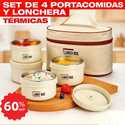 PACK LUNCHBOX®: 4 Loncheras Térmicas 🔥60% de Descuento🔥+ ¡Maleta gratis! Tu comida caliente durante horas✨