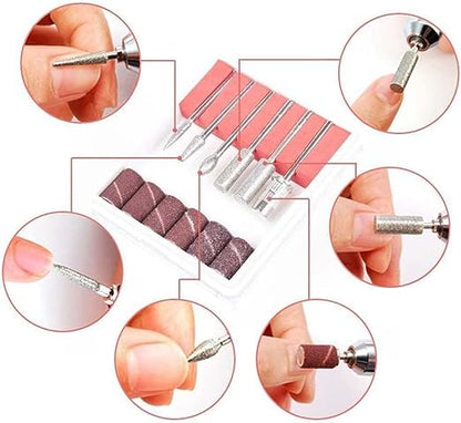 Kit de 6 cabezas PULIDOR DE UÑAS ELECTRICO - Set de Manicure y Pedicura