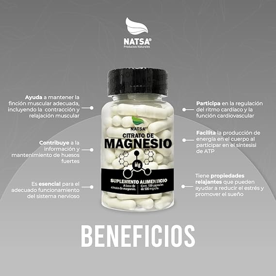 Natsa®  Citratos de Magnesio Y Potasio 100caps 🔥EL ORIGINAL 🔥