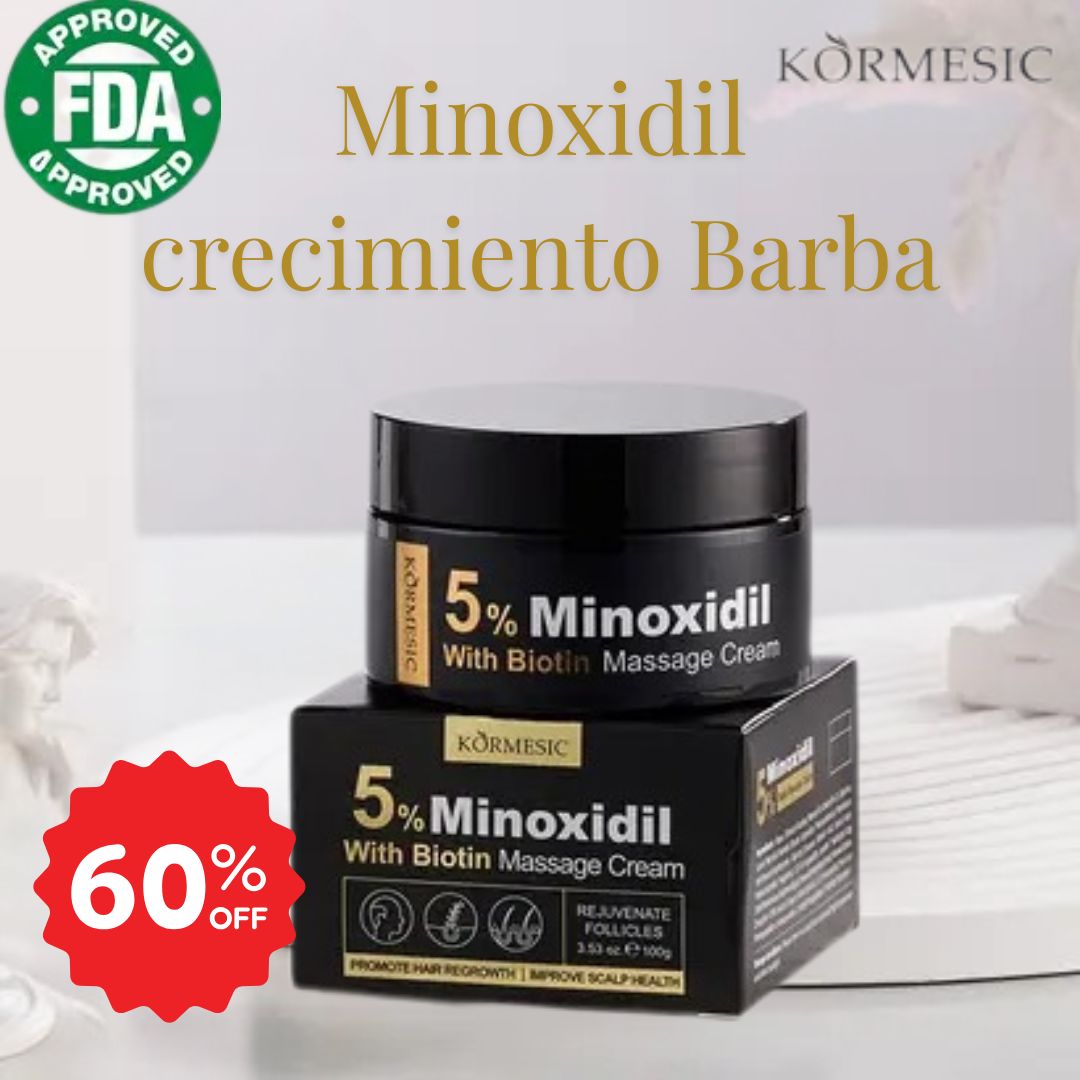 Minoxidil Crema KORMESIC®🔥60% de Descuento🔥Ten una barba poblada, limpia y envidiable.