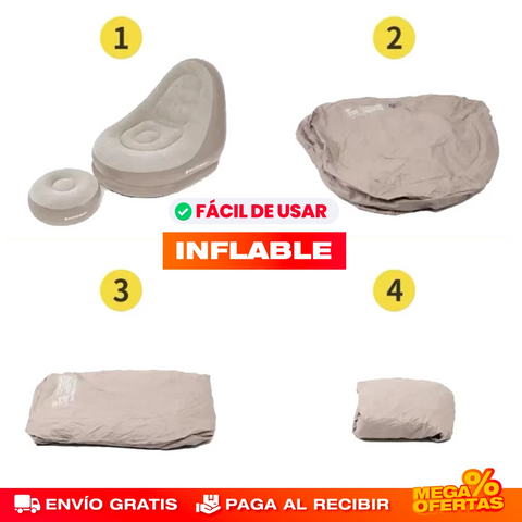 SILLÓN INFLABLE COMODO Y LIGERO + REPOSA PIES DE REGALO🎁