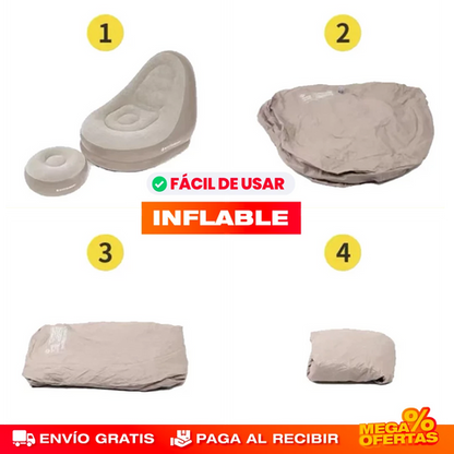 SILLÓN INFLABLE COMODO Y LIGERO + REPOSA PIES DE REGALO🎁