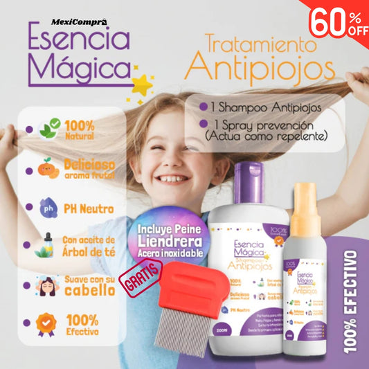 KIT Anti-Piojos Shampoo, Repelente y Peine 🔥60% de Descuento🔥