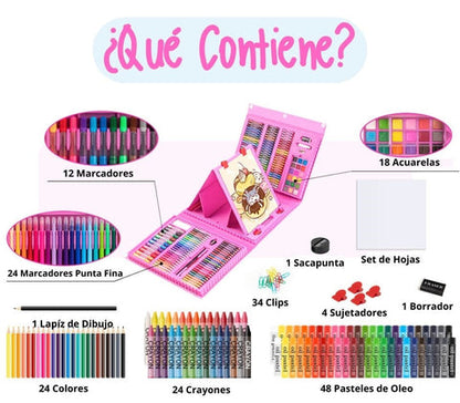 MEGA KIT DE DIBUJO PROFESIONAL, ART KIT® (AZUL/ROSA)