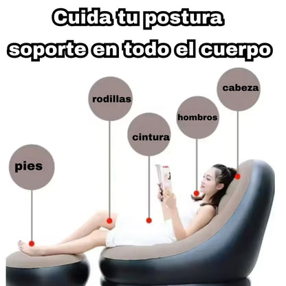 SILLÓN INFLABLE COMODO Y LIGERO + REPOSA PIES DE REGALO🎁