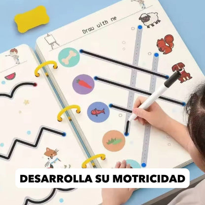 CUADERNO DE TRAZOS Y ESCRITURA PARA NIÑOS Y NIÑAS REUTILIZABLE + PLUMÓN DE REGALO🔥70% DESCUENTO🔥